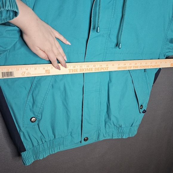 London Fog Men's Large Zip Windbreaker Jacket Teal Blue Colorblock Vintage Sail - Picture 15 of 16